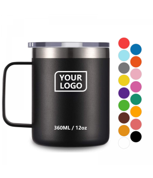 Custom Logo Double Wall 304 Stainless Steel Camping Beer Thermal Vacuum Coffee Mug With Handle