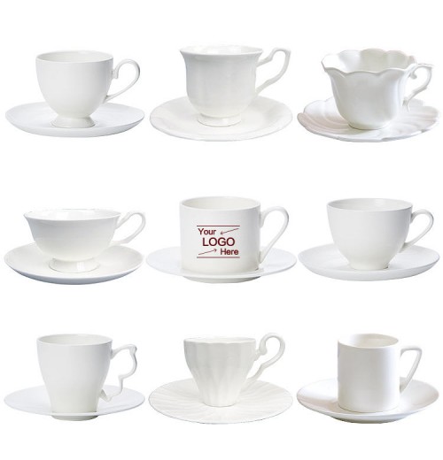 wholesale Sublimation Custom Decal Printing cups simple white blank Ceramic Bone China coffee tea cup and Saucer set