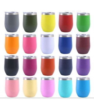 OEM/ODM 12oz Egg Shape Double Wall Stainless Steel Vacuum cup Thermal Travel Coffee Wine Mug Insulated wine Tumbler