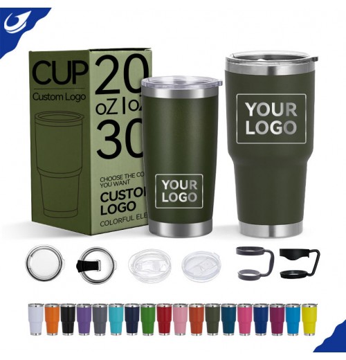 Custom Logo 20oz 30oz Christmas Tumbler Insulated Travel Coffee Water Mug Thermos Stainless Steel Vacuum Cup With Lid