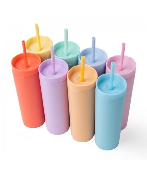 Hot Sale Colorful 16oz Tumbler BPA Free Bulk Double Wall Skinny Matte Tumbler Wholesale With Straw Lid