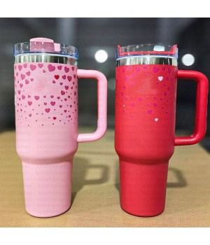 Factory Newest Custom 20 30 40 oz Valentine's Day Tumbler with Handle and Straw Stainless Steel Insulated Coffee Cups Gifts