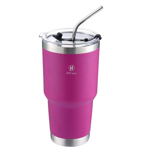 30 Oz Wine Tumbler Stainless Steel , Coffee cup With Straw