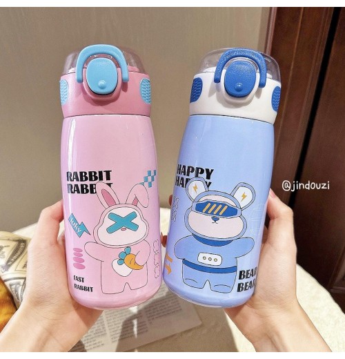 MAIMA insulation Children's Thermos mug good-looking Cup with straw 470ml cute kids cartoon 316 Stainless steel water bottles