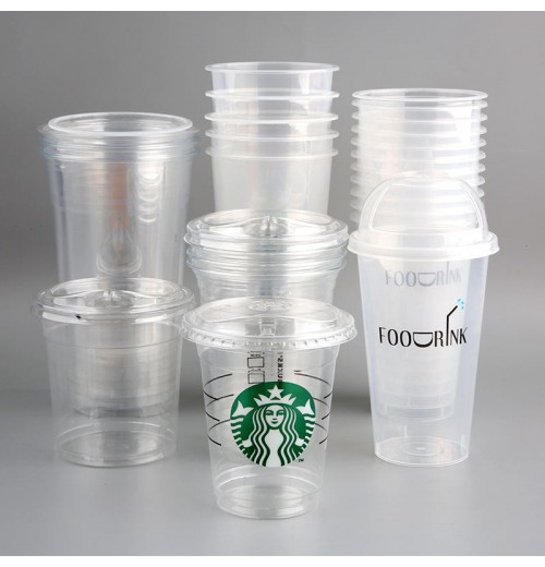 Newsense 8oz 16oz 32 Oz Bubble Tea Custom Logo Print Pet Pla Cold Drink With Lid Transparent Clear Coffee Disposable Plastic cup