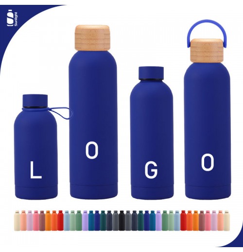 Customized Printed Water Bottle Klein Blue Thermos Vacuum Flask Drinking Bottle Stainless Steel Gym Bottle For Corporate Gifts