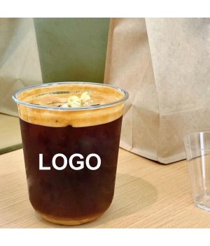 Disposable Reusable Transparent Clear Custom Printed Logo Plastic PET Drinking Cup Cold coffee Cups with lids and straws