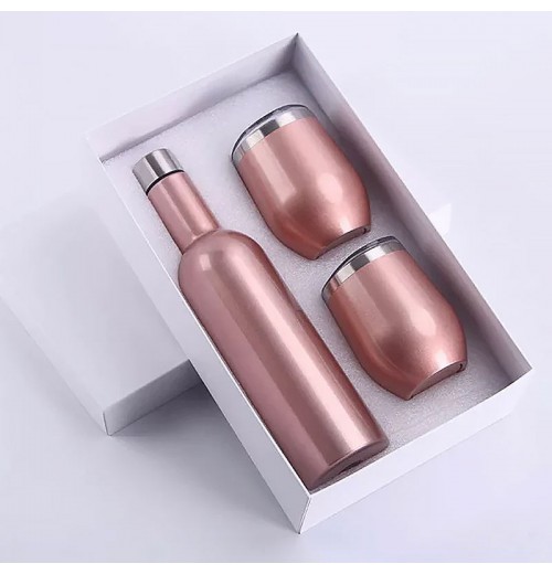 Wholesale Promotion Gifts 750ml Stainless Steel Wine Bottle And 12oz Insulated Wine Tumbler Cups Set